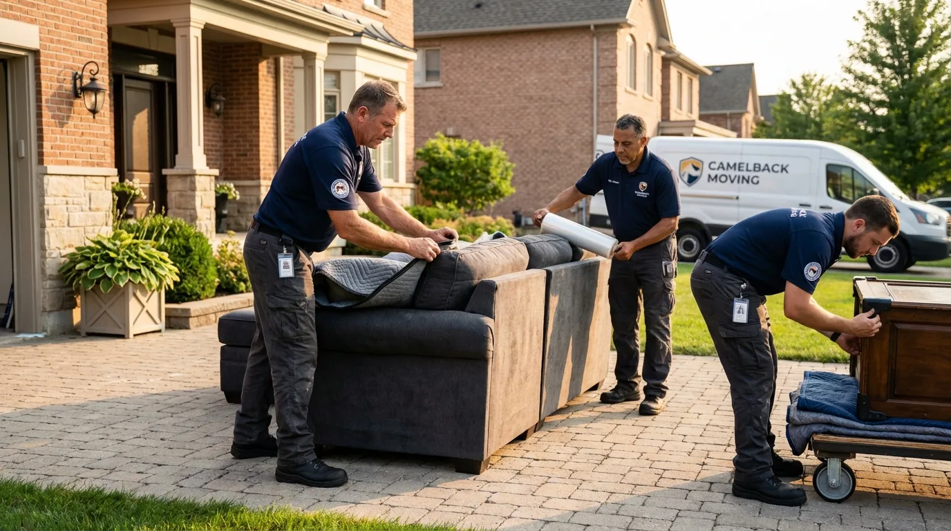 Large estate moving crew wrapping furniture in Lawton, MI