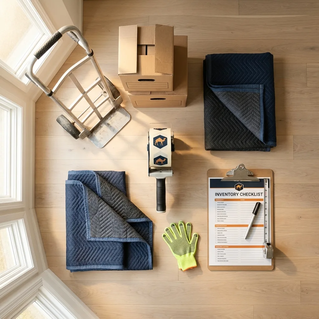 Professional moving supplies and packing materials layout for Lawton residential relocations